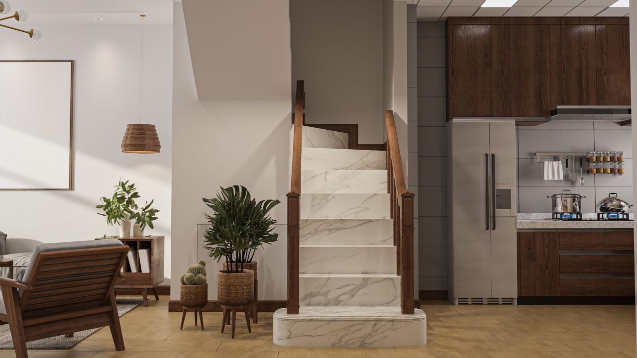Modern Luxury Home Interior with Marble Staircase, Open Concept Kitchen, and Minimalist Living Room Decor
