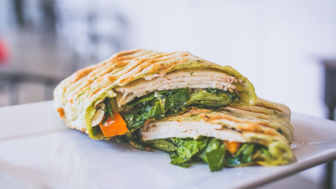 Roast Turkey Wrap Served in a Restaurant