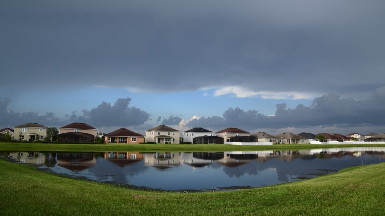 Amazing view of a colorful landscape after the storm, summer season in Riverview, Florida. 