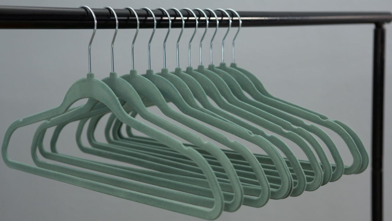 Close-up of empty cloth hangers