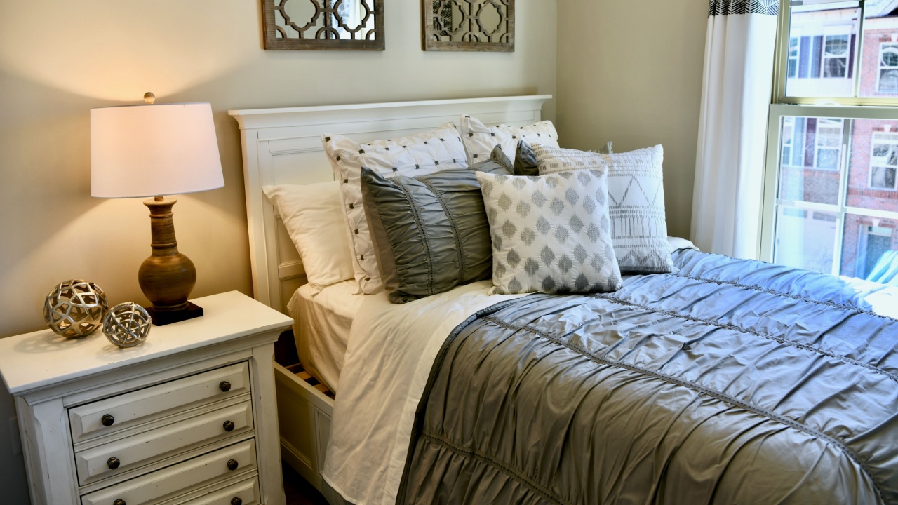HANOVER, MD, USA - MARCH 21, 2018: Bedroom inside a modern home.