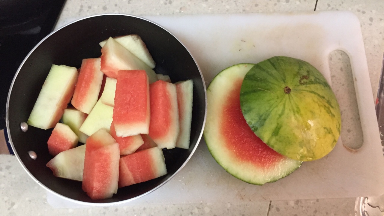 Freshly cut watermelon rind which can be made into pickle or cook in soup