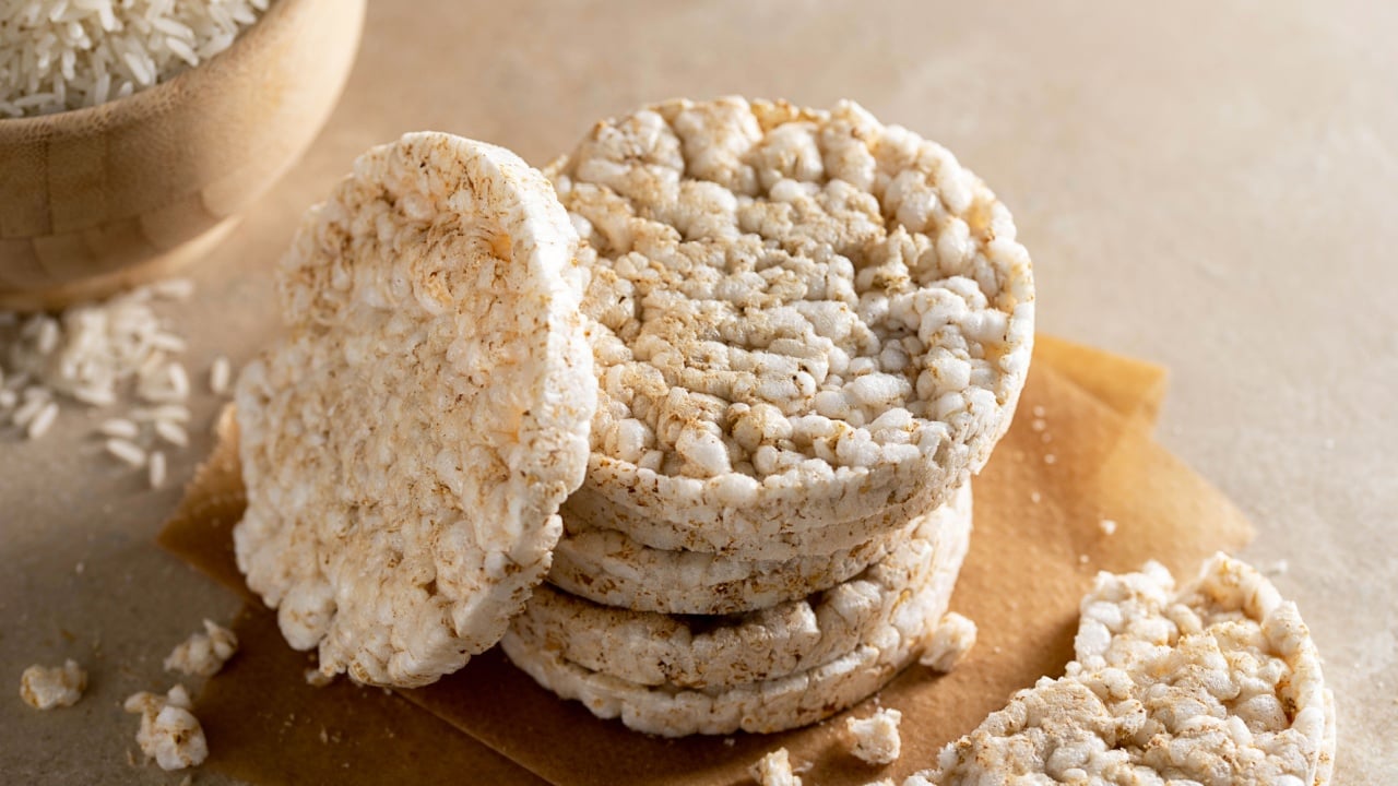 Rice cakes, gluten free cookies, dieting or healthy snack food. 