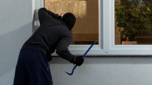 Burglar before burglary into the house, horizontal