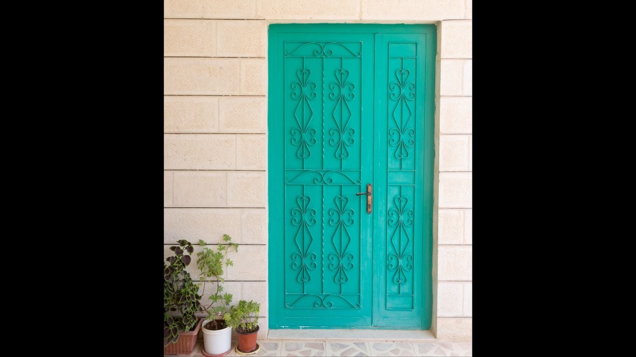 Entrance door on house