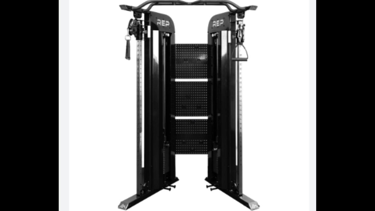 Multi-functional exercise machine gym equipment for physical training isolated on white background. Workout concept of body wellness