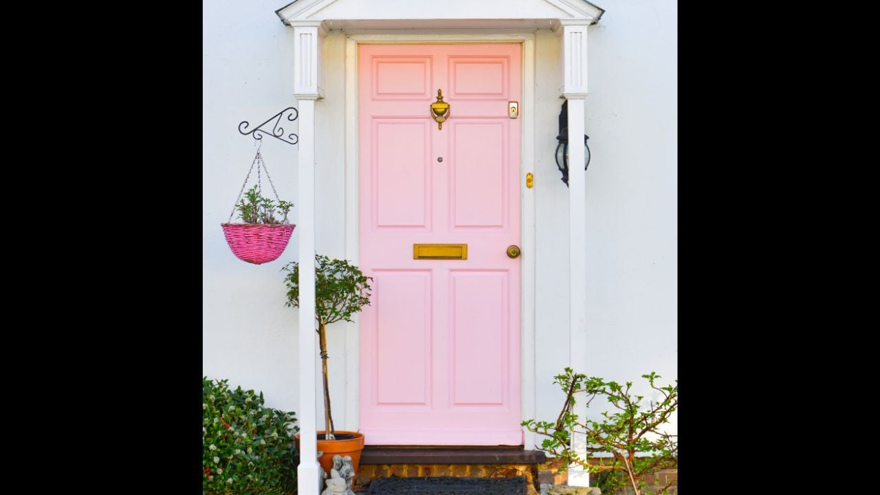 Pink English front door