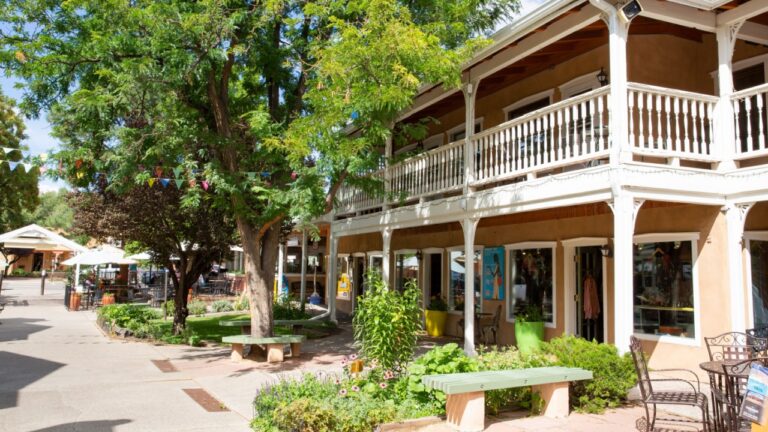 Historic Taos downtown in New Mexico, USA, 08-18-2018