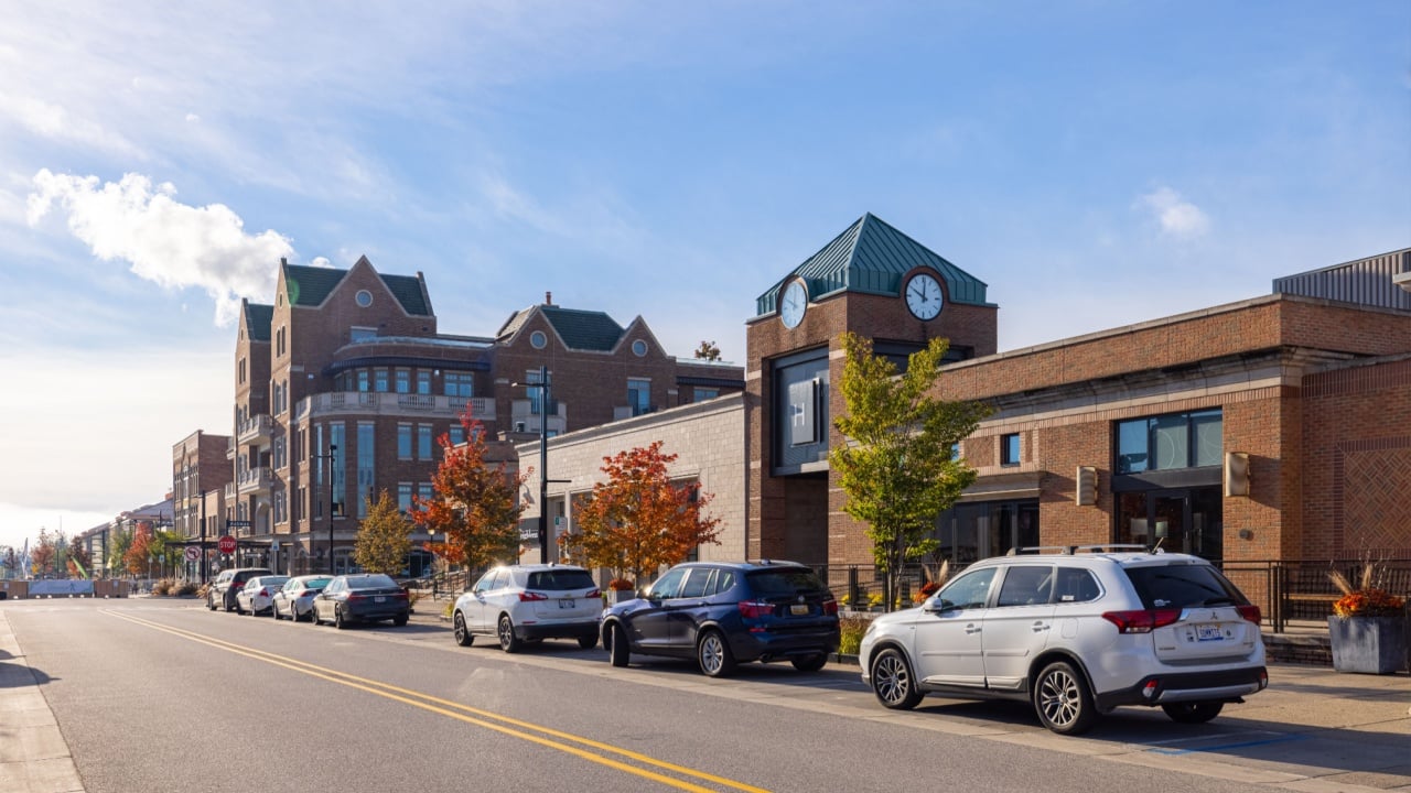 Midland, Michigan, USA - October 24, 2021: The business district on Main Street