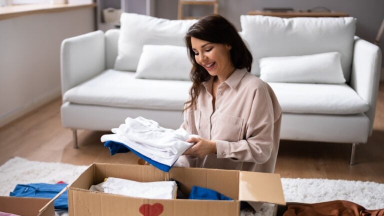 Donating Decluttering And Cleaning Up Wardrobe Clothes