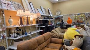 2 May 2024 Los Angeles, California - Walking Inside of Savers Thrift Store
