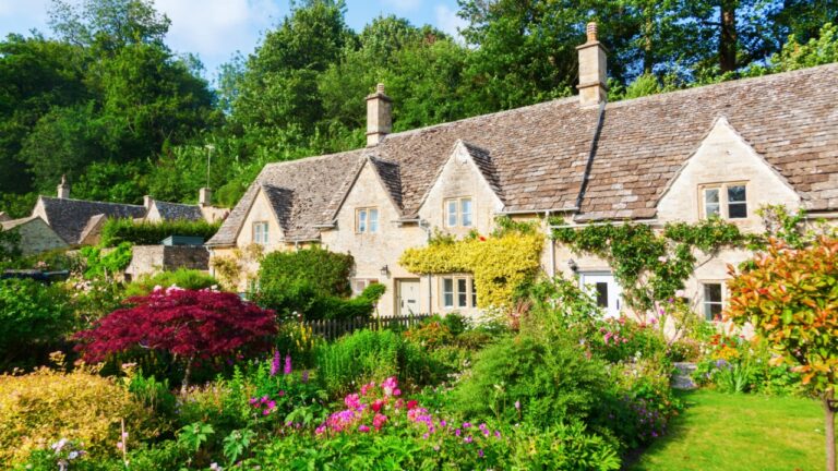 row cottages in Bibury, Gloucestershire, England