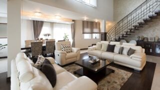 Luxury multilevel living room interior big sofa