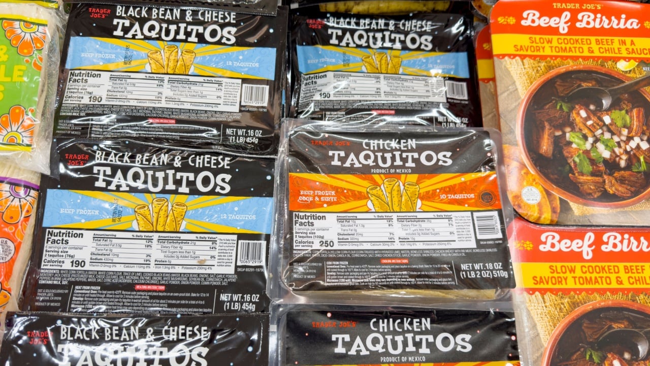 Los Angeles, California, United States - 08-14-2024: A view of several packages of Trader Joe's taquitos.