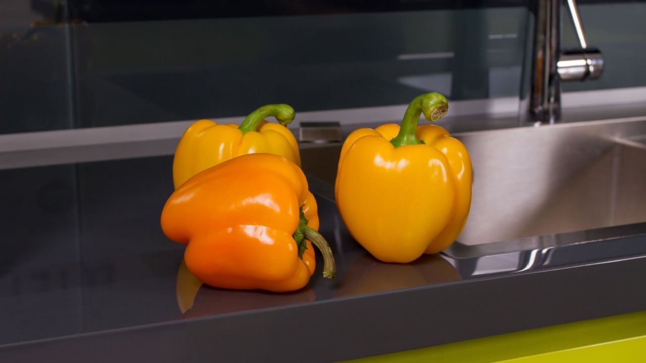 Yellow peppers in the kitchen