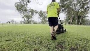 mowing the lawn
