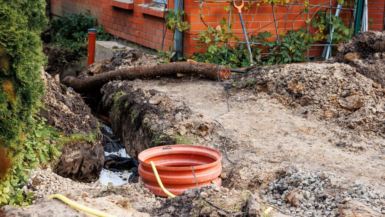 eroded yard near a drainage ditch