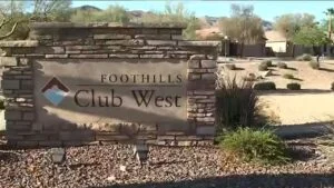 Foothills Club West entrance sign in Ahwatukee, Arizona