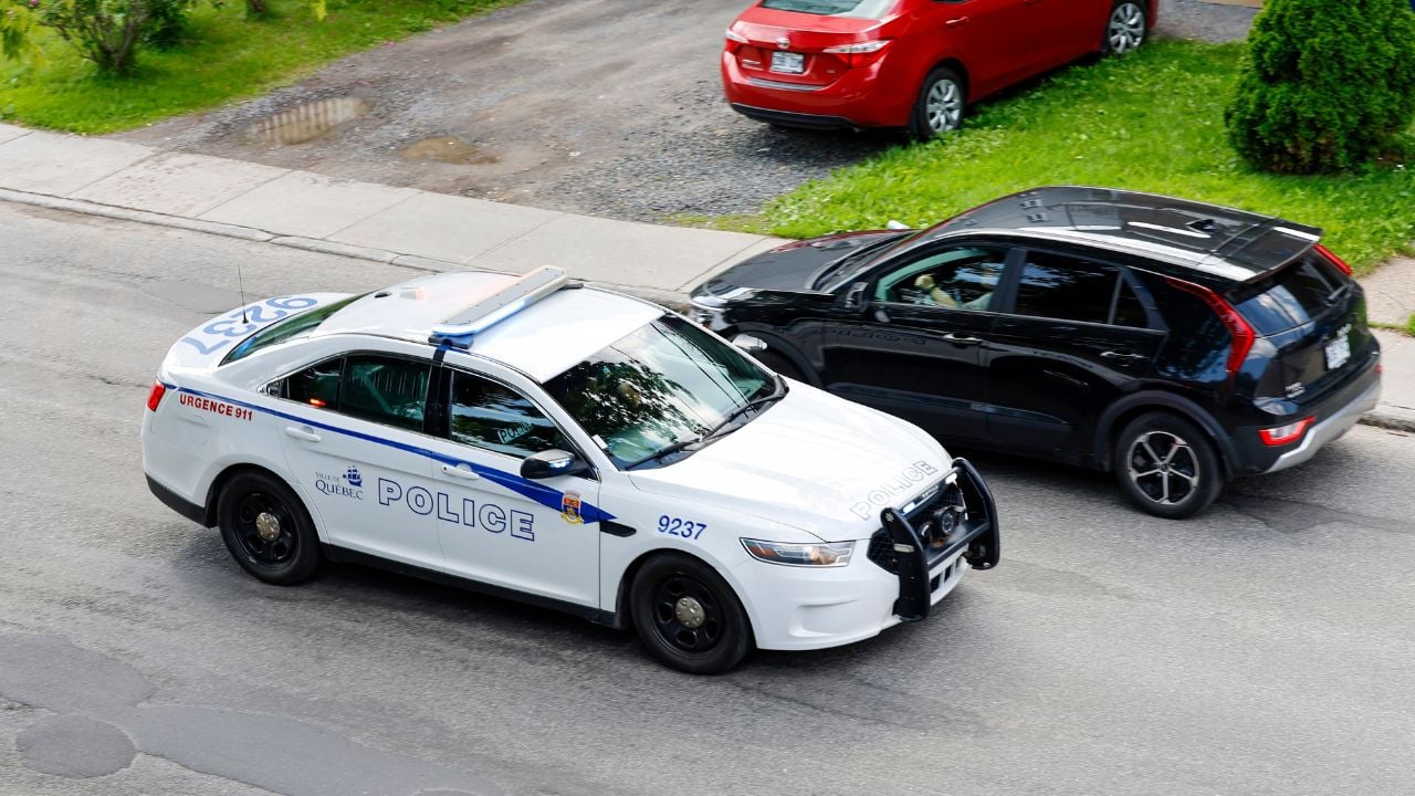 police vehicle after reported stolen car crash