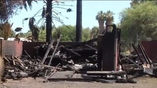 Backyard blaze erupts after Arizona monsoon lightning strike