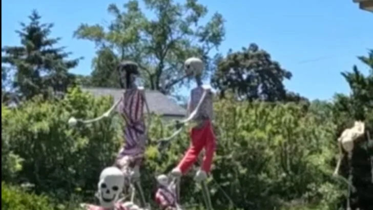 A Homeowner’s Year-Round Skeleton Display Has Become a City Code Fight