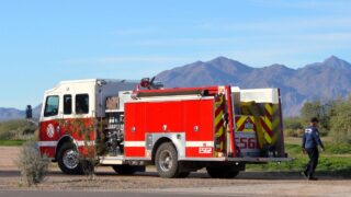fire truck near forest homes