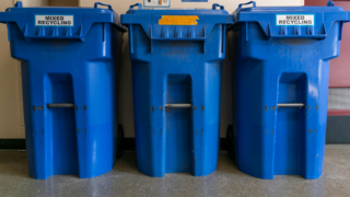 Blue Trash Cans