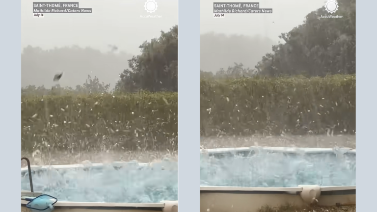 Hailstorm Pelts Backyard Pool