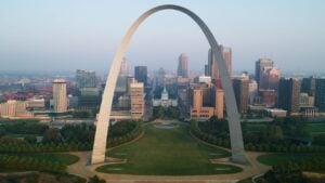 8-8-2025 St Louis - Aerial View Shot of St Louis, Missouri, USA