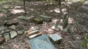 gravestones bulldozed.