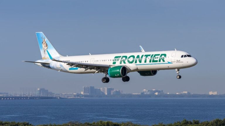 Tampa, United States - November 7, 2025: Frontier Airlines Airbus A321neo airplane at Tampa airport in the United States.