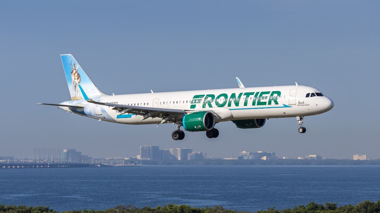 Tampa, United States - November 7, 2025: Frontier Airlines Airbus A321neo airplane at Tampa airport in the United States.