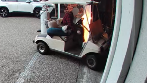 Golf cart driver sets fire