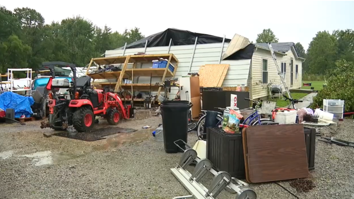Severe Storms Rip a Carport Out of the Ground in Ohio
