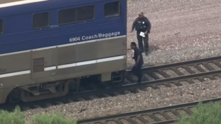 train hits woman jogging.