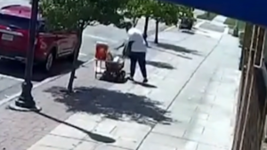 man steals from kids' lemonade stand.