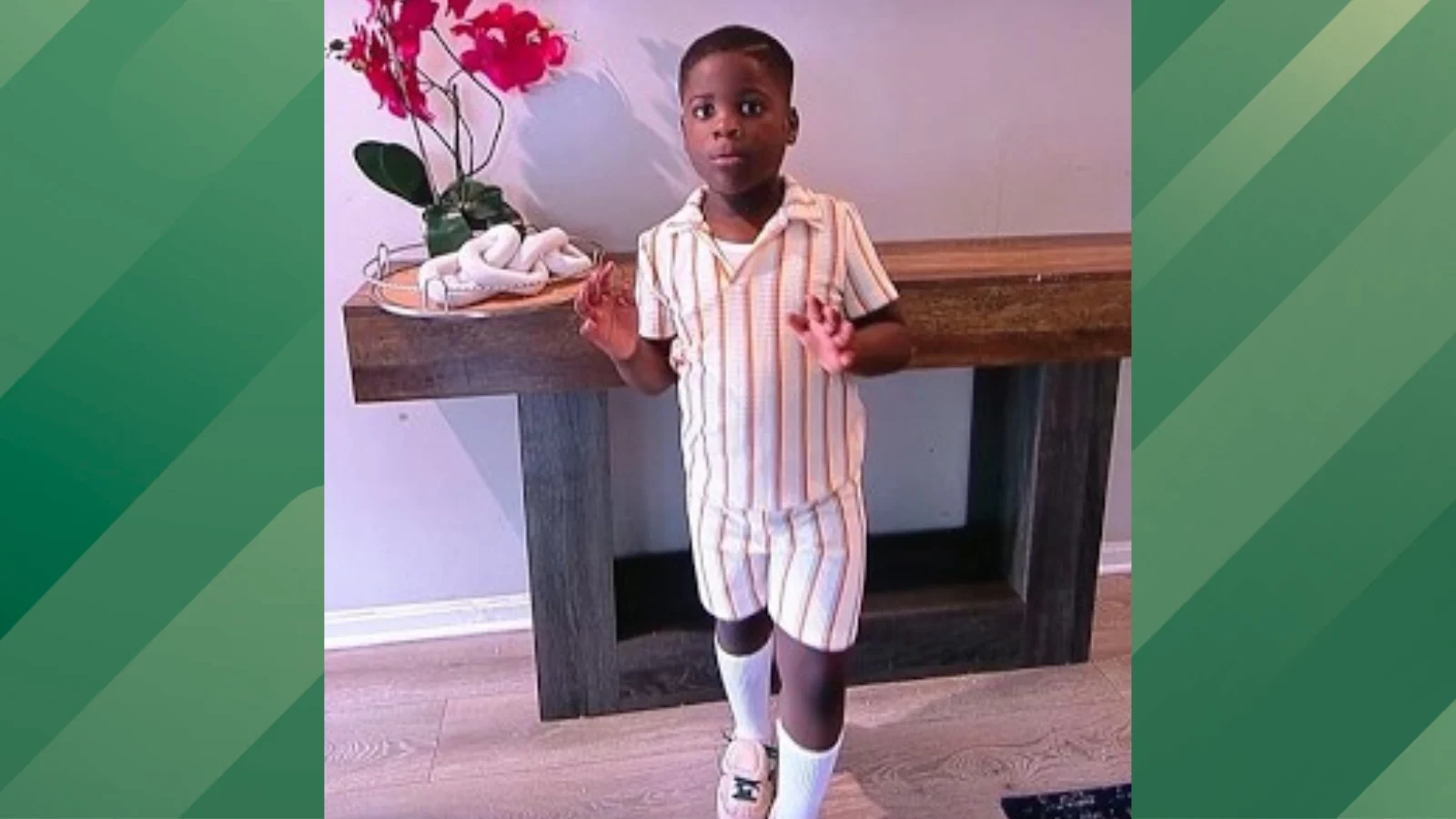 Child saved from pond by neighbor.