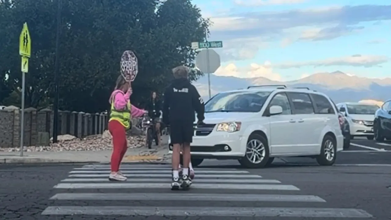 Crossing guard saves the day.