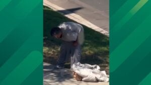 woman with her pants down near Goshen and Barrington avenues in Brentwood.