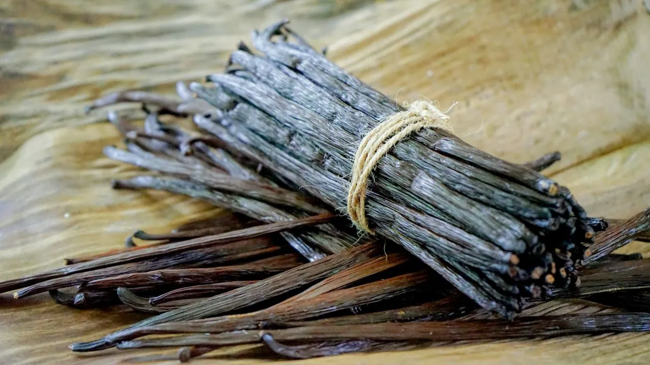 A bundle of sticks sitting on top of a wooden table.