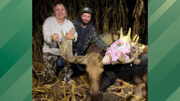 Mom hunts moose after giving birth.