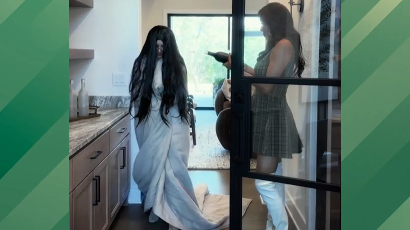 Woman jokes about haunted house.