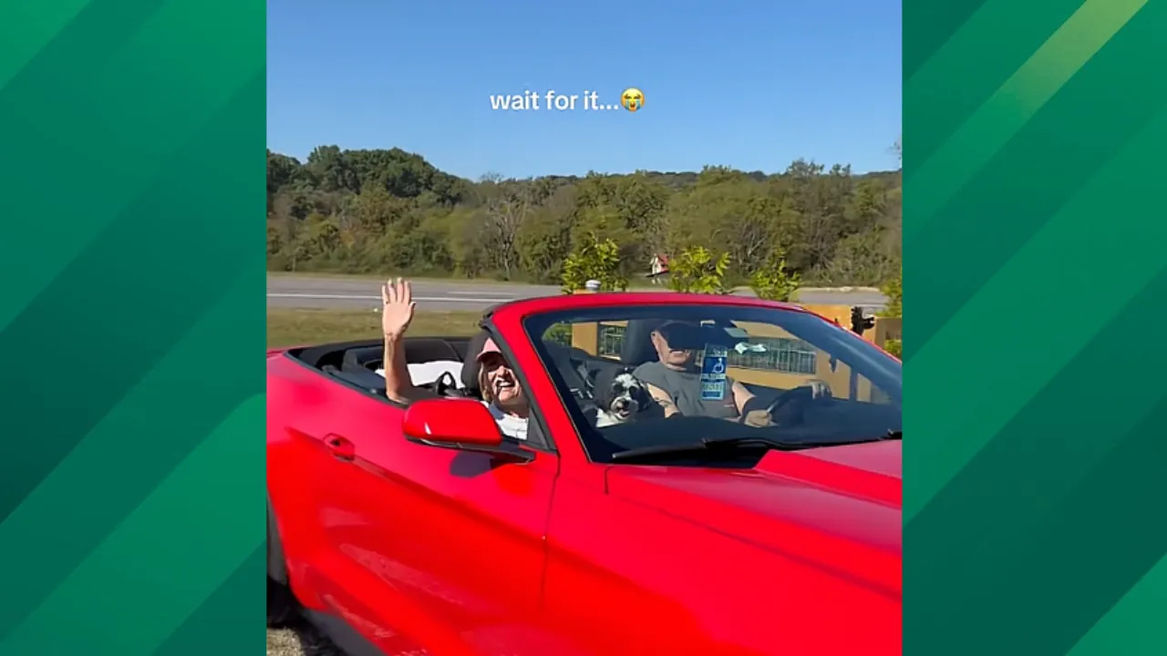 Dad crashes new car.