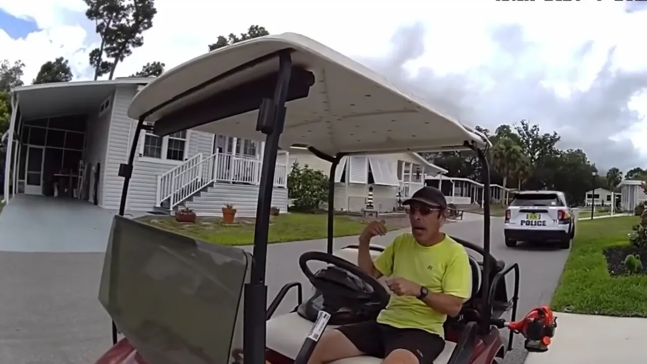 Florida man accused of trying to run over neighbor with golf cart.