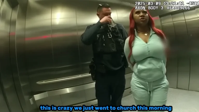 Woman pleads her case during target arrest.