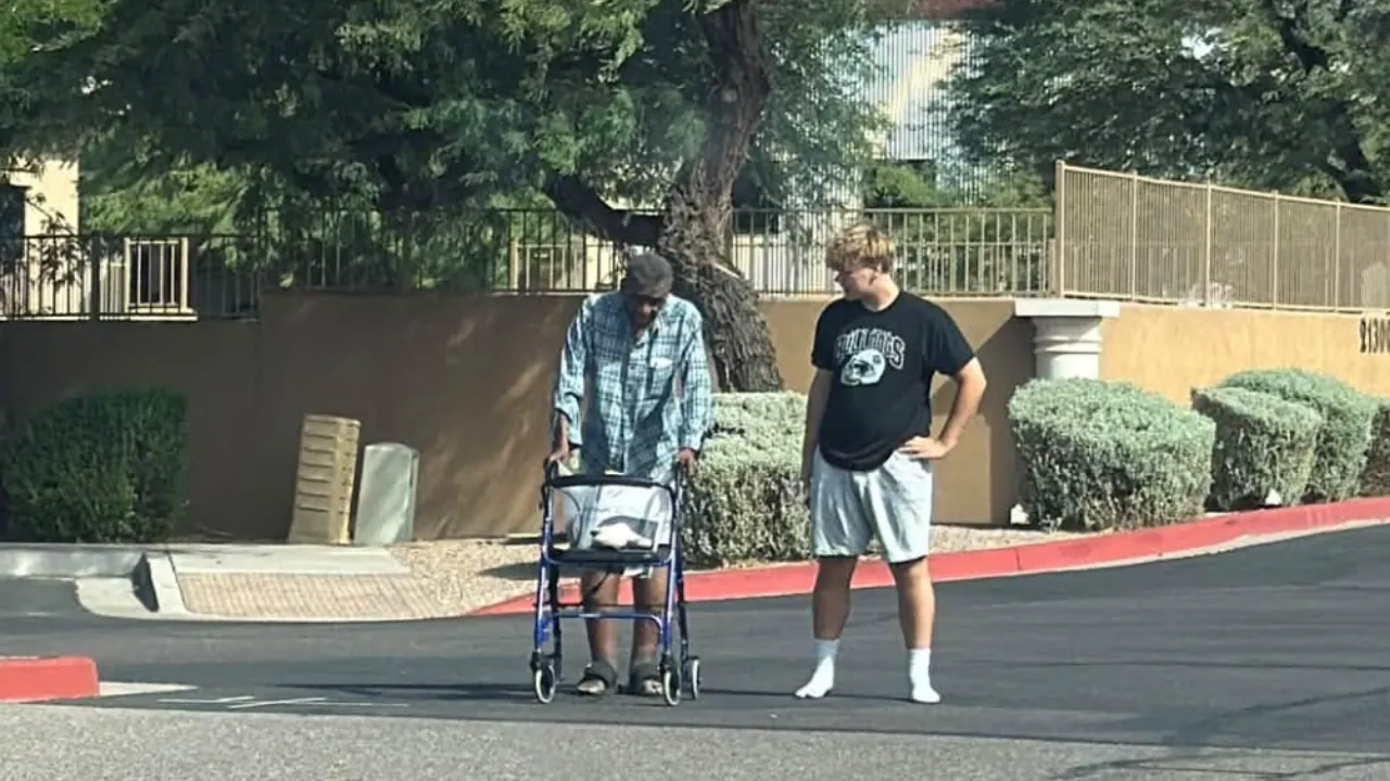 Arizona teen gives a stranger his shoes.
