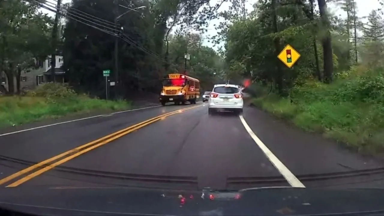 School bus Dashcam Karma Police Car.