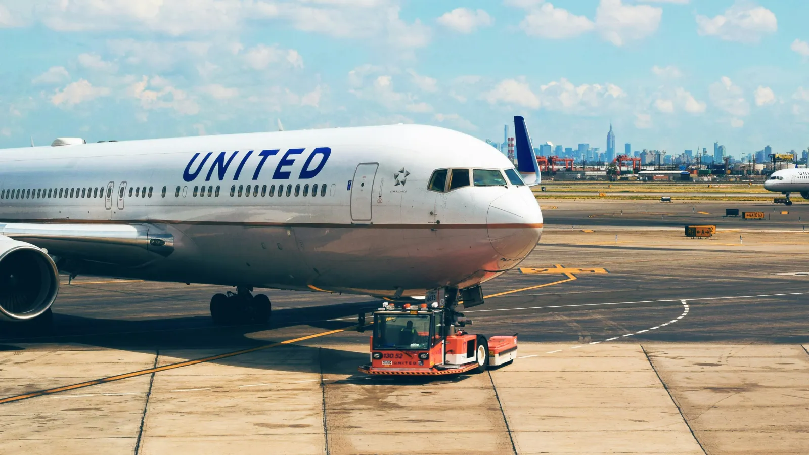 stock photo United Airlines plane.