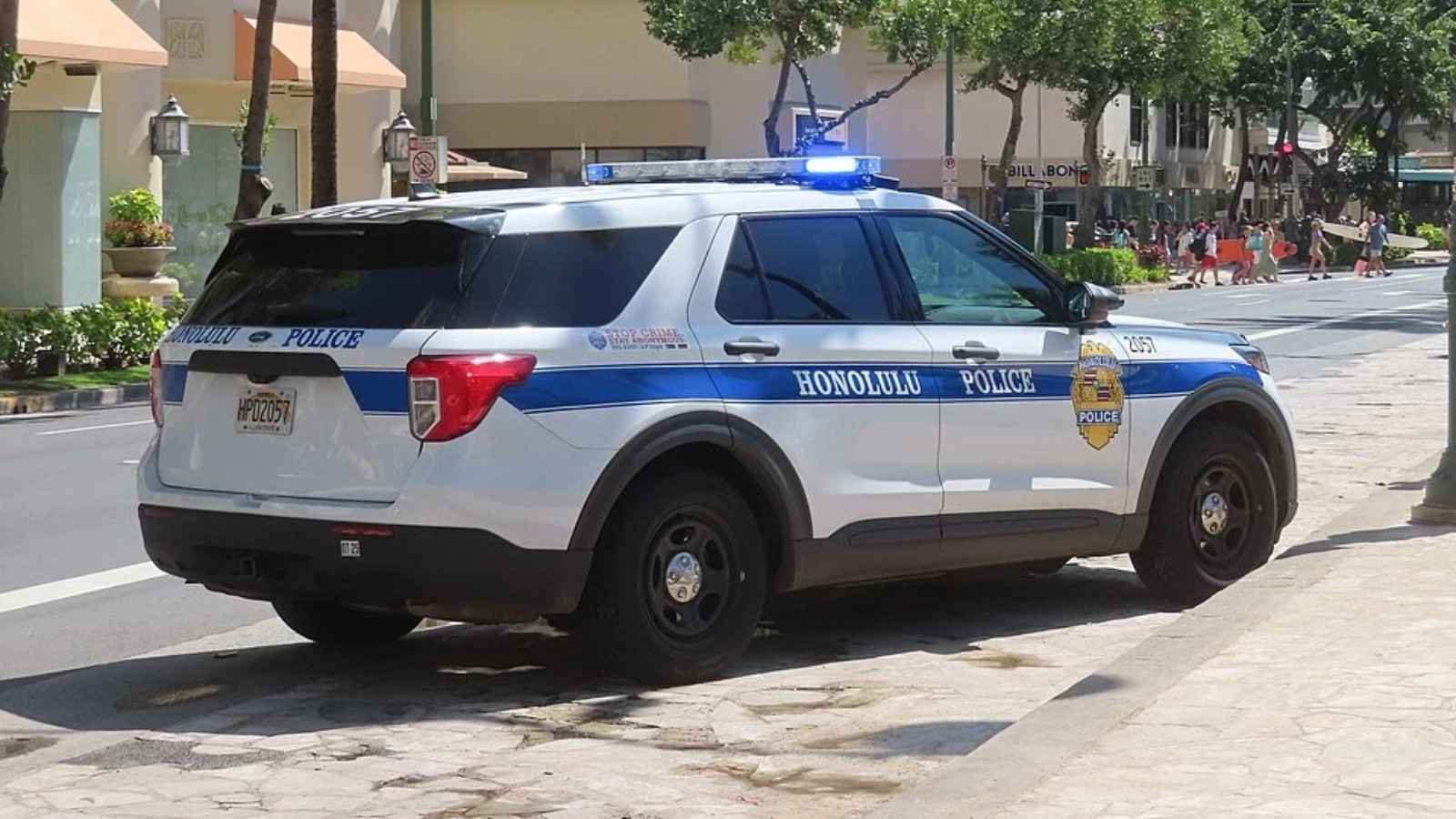 A parked Honolulu Police Car.