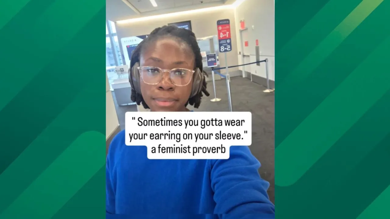 put earring on sleeve during flight.